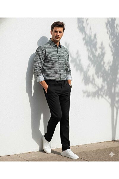 Louis Fabel Modern Long Sleeve Men's Shirt with Moving and Flowing Wave Pattern