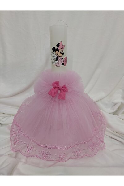 Handmade LUMANARE BOTEZ FETE MINNIE CU ROCHITA