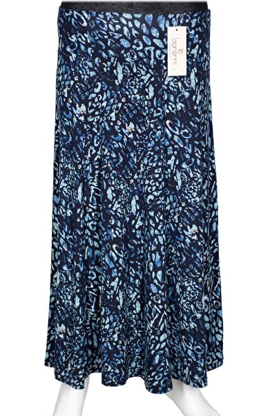 Barem Women's Arzu Corseted 6-Piece Patterned Combed Cotton Navy Blue Skirt D63