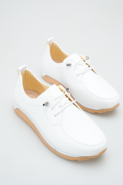 meyra'nın ayakkabıları Women's Rubber Laced Orthopedic Sole Ballerinas White ...