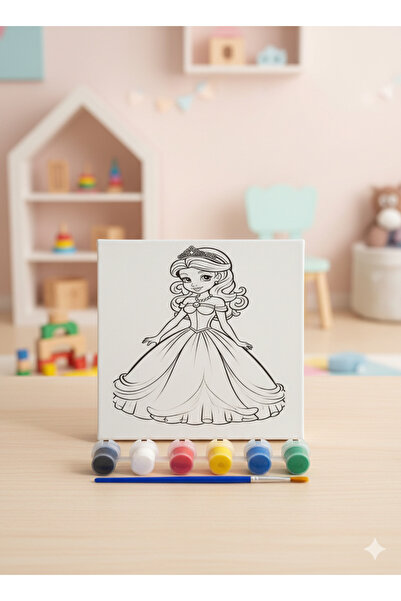 Glowria Çocuklar İçin Eğitici Tuval Boyama Seti – Şövale, Fırça ve 6 Renk Akr...