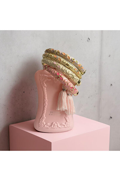 Xui Vintage Çiçekli Çelik Bileklik Kelepçe / Pembe Üzerine Koyu Pembe Mineli ...