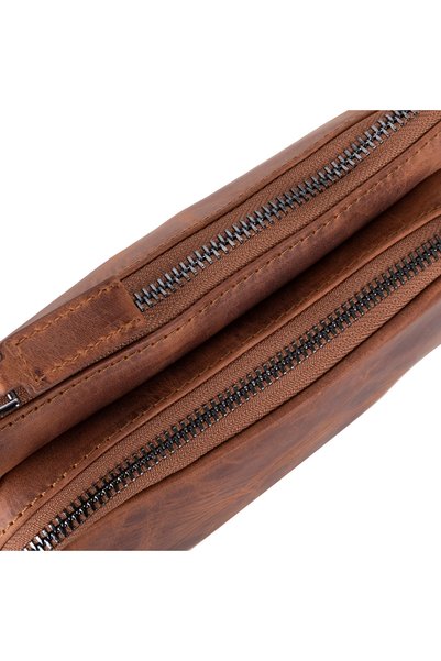 Lev Leather Genuine Leather Waist Bag - Adjustable Strap, Zippered Compartment - Name Can Be Written