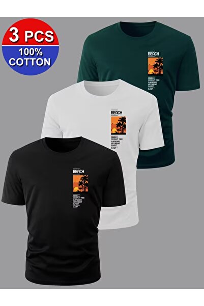 PAVRO Unisex Oversize Molded Multi-Tshrit Beacsh Printed Tshirt