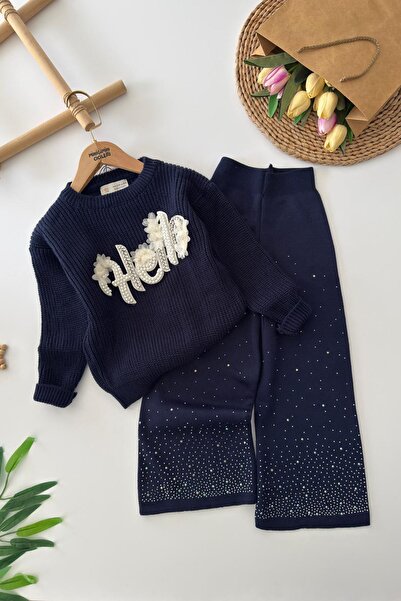 Minigimin Cicileri My Little One's Stones and Stones Stone Appliqué Knitwear ...