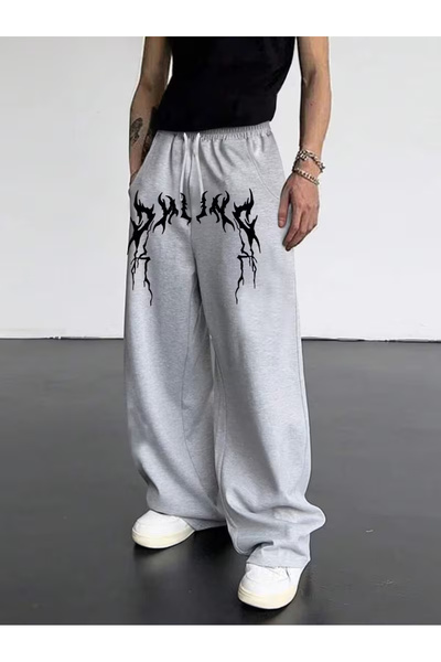 MYDARKSTYLE بدلة رياضية صيفية واسعة الساقين بقصة فضفاضة للجنسين من طراز Gothi...