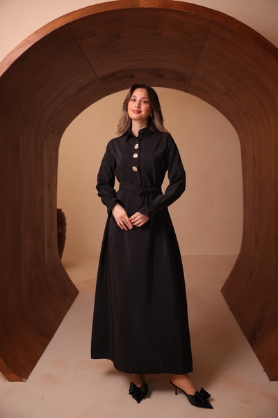 VOICTEC Women's Premium Quality Cupra Shirt Collar Dress