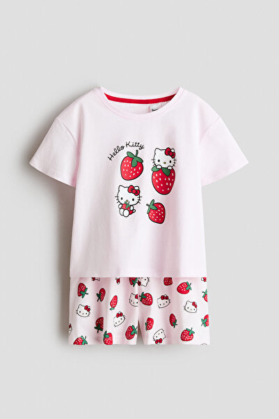 H&M Pamuklu ve Baskılı Pijama Takımı