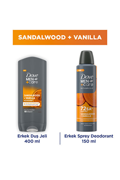 Dove Men +Care Advanced Erkek Deodorant Sandalwood Vanilla 150 ml + Sandalwoo...