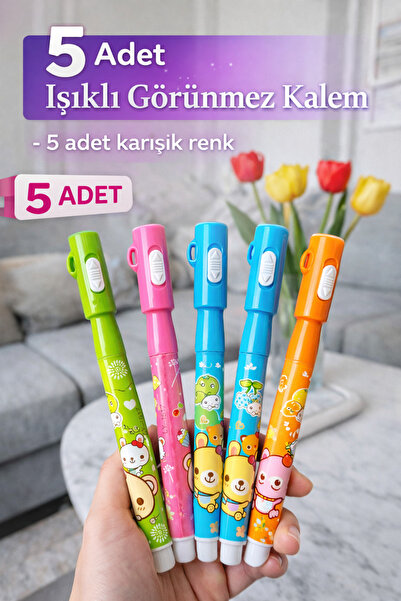 electroawm 5 Adet Görünmez Sihirli Kalem Gizli Floresan Kalem Mor Işıklı Kalem