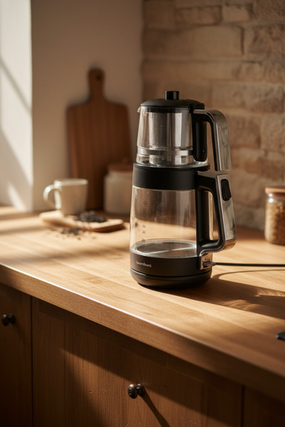 Bambum Sapphire Glass Chamber Tea Maker Black