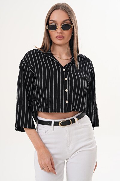 ŞİMAL Cămașă scurtă cu model în dungi pentru femei 260188