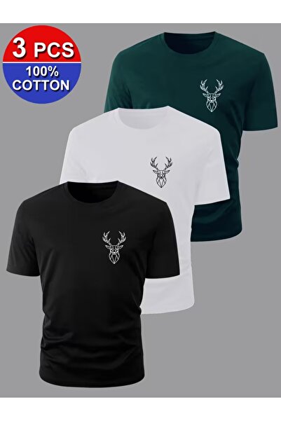 PAVRO Unisex Oversize Fit Multi-Tshirt with Deer Print