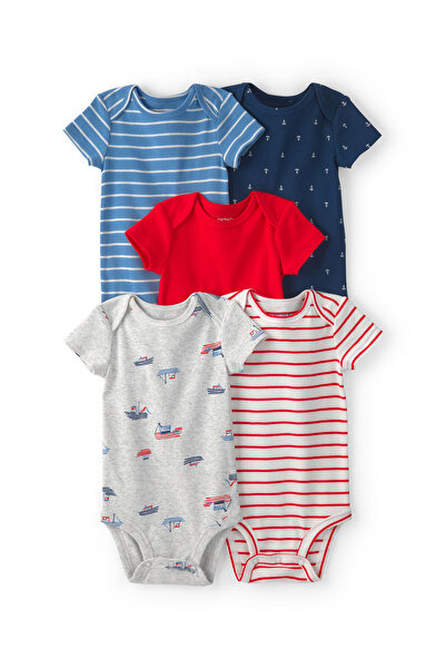 Carter's Erkek Bebek 5'li Kısa Kollu Body Yenidoğan-24 Ay Çok Renkli