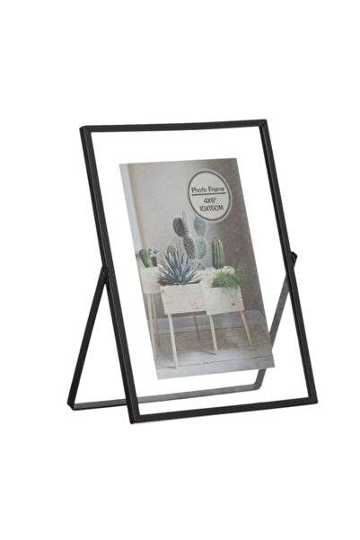 OEM Rama foto decorativa neagra 10x15 cm – sticla si cadru metalic – design m...
