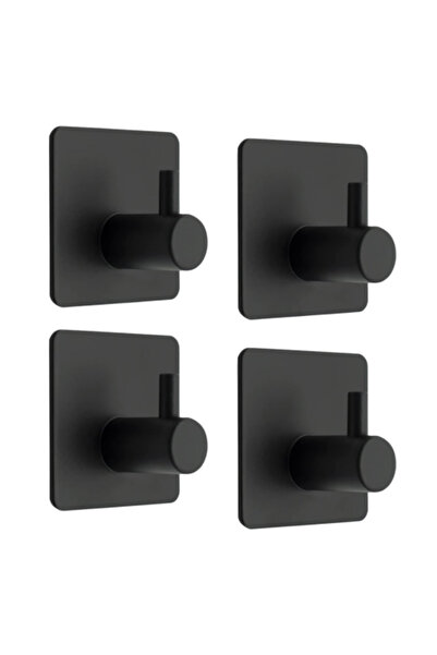 CODE طقم علاقات ملابس من الفولاذ المقاوم للصدأ، 4 قطع، أسود