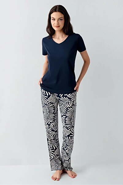 YUYİ Arnetta Modal Cotton V Neck Short Sleeve Women's Pajama Set 3605