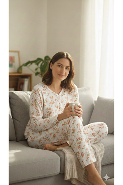Miss Lale Pijama Women's winter pajamas, plus sizes - white with Printed , 10...