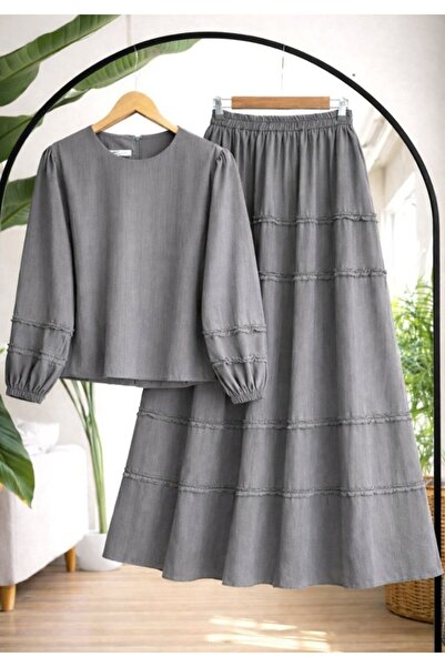 TrendParis Fırfır Detaylı Etekli Alt-Üst Takım