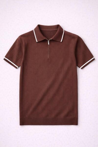 Valiberta Jared Collar Striped Vertical Striped Half Zipper Slim Knitwear Men...