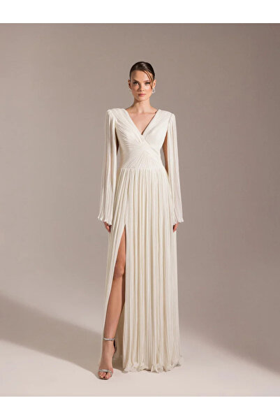 Kenzel فستان سهرة بأكمام طويلة وواسعة