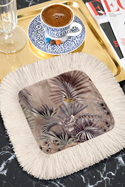 Evimde Bambaşka Șervețel decorativ din țesătură luxoasă, cu franjuri, în stil...