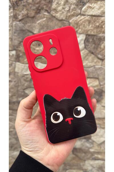 Vip Case Redmi Note 14 Compatible Cute Black Cat Patterned Silicone Shock-Abs...