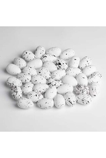 OEM Ouă decorative de Paște albe cu buline negre 3 cm - 36 buc