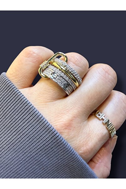 Finery by Nerrs Premium Ring with Four Rows of Stones (Size 9 Fits M-L)