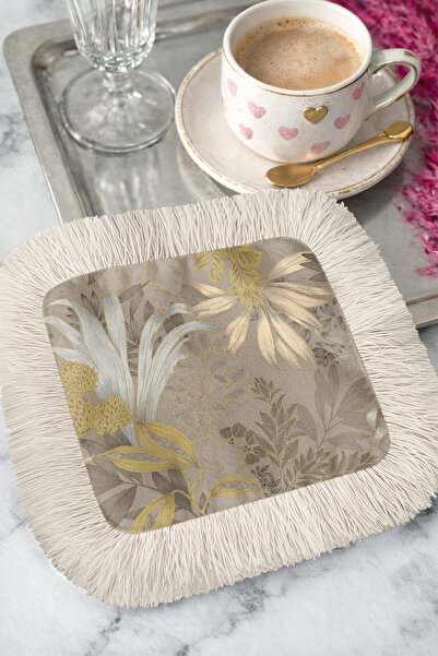 Evimde Bambaşka Șervețel de prezentare cu franjuri, de culoare aurie, de lux ...