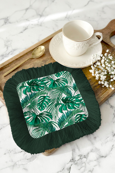 Evimde Bambaşka Χαρτοπετσέτα παρουσίασης με τροπικά φύλλα και κρόσσια - Φυσικ...
