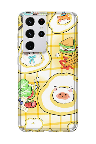 lelia حافظة هاتف شفافة مطبوعة متوافقة مع هاتف سامسونج جالاكسي S21 الترا |   م...