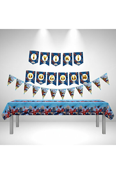 Umamiçe Spider-Man Party Set – Banner + Pennant + Tablecloth