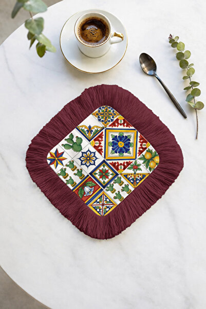 Evimde Bambaşka Șervețel decorativ cu franjuri, inspirat de mediterania - Șer...