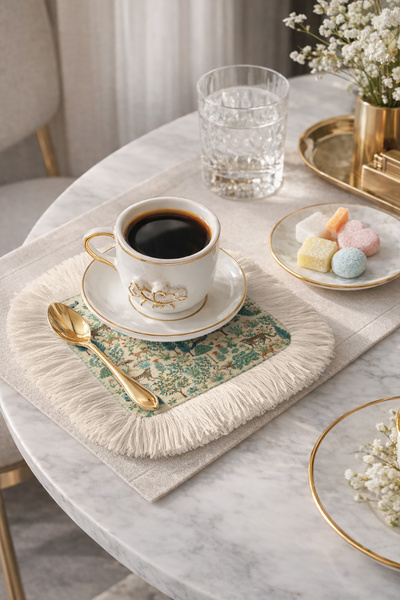 Evimde Bambaşka Zarif Orman Vahşi Doğa Saçaklı Sunum Peçetesi-Egzotik Bohem Y...