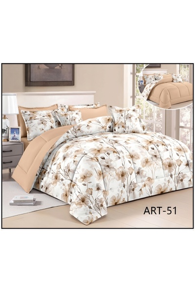 modern suite Selena | Double Floral Bedspread Set, 5 Pieces, 210*160cm, Off W...