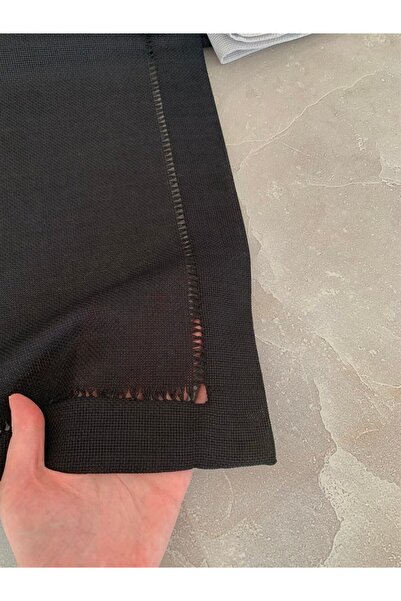 Ajur Detaylı Linen Kumaş Runner Beyaz