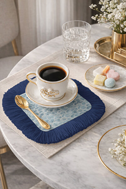 Evimde Bambaşka Χαρτοπετσέτα παρουσίασης με μαρμάρινο μοτίβο κύκλου και κρόσσ...