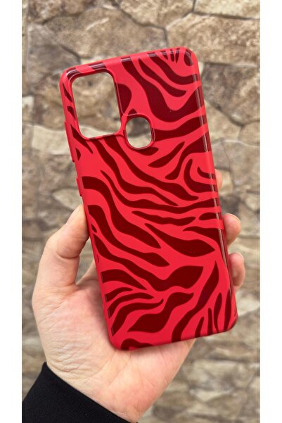 Vip Case Samsung Galaxy A21S Compatible Red Zebra Patterned Silicone Shock-Ab...