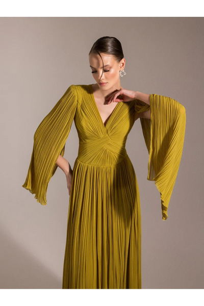 Kenzel Uzun Kol Kloş Abiye Elbise