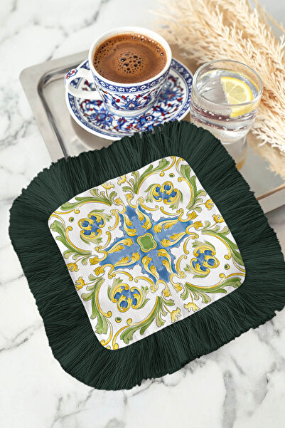 Evimde Bambaşka منديل تقديم فاخر بنمط باروكي مزين بالشراشيب - منديل كلاسيكي أ...