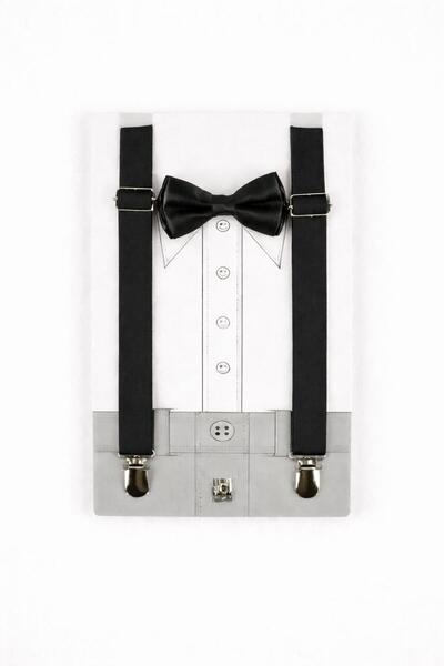 Kuraff Giyim Girls' and Boys' Suspender and Bow Tie Set for Shows & Special O...