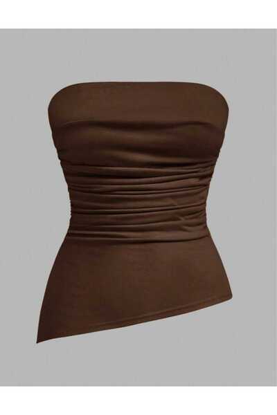 EVOA Women's Strapless Asymmetrical Bustier Blouse