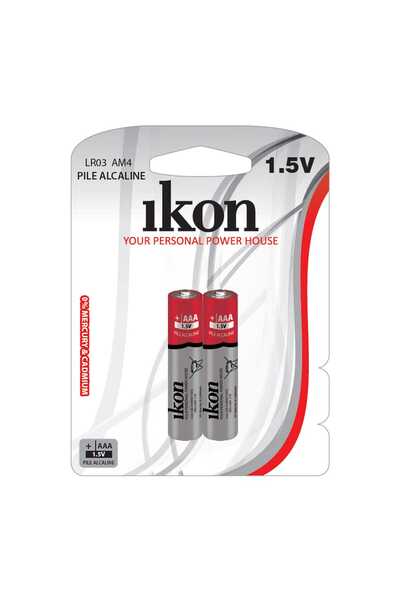 Ikon بطارية قلوية AAA بجهد 1.5 فولت، قطعتان