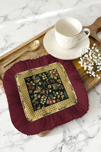 Evimde Bambaşka Șervețel de prezentare de lux, vintage, cu franjuri florale -...