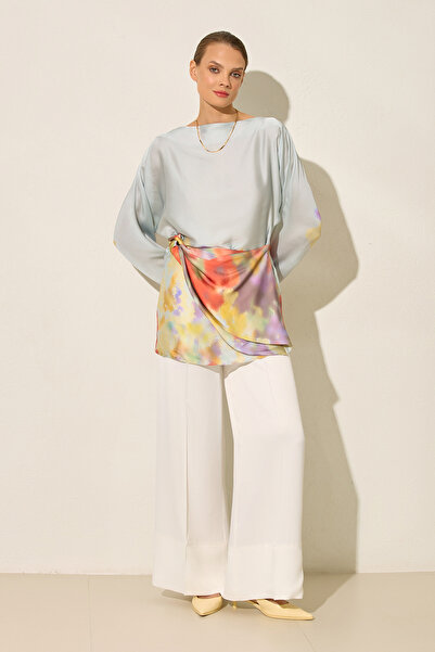 Setre М'ятна деталізована сучасна туніка з довгими рукавами