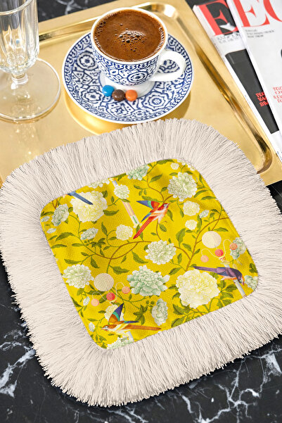 Evimde Bambaşka Floral and Bird Fringed Presentation Napkin - Vintage Spring ...