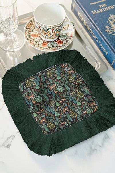 Evimde Bambaşka مناديل تقديم الطعام بتصميم استوائي مزخرف - مناديل تقديم الطعا...