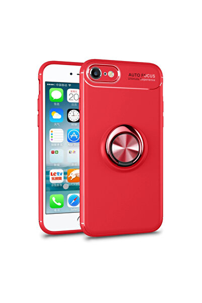 eco port حافظة آيفون 7 من السيليكون مع حلقة - أحمر