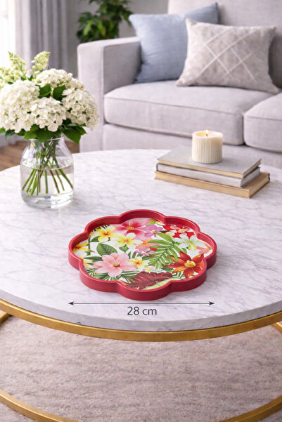 Zucci Home 28 cm Patterned Small Glass Decorative Tray |   Mediterranean Bree...